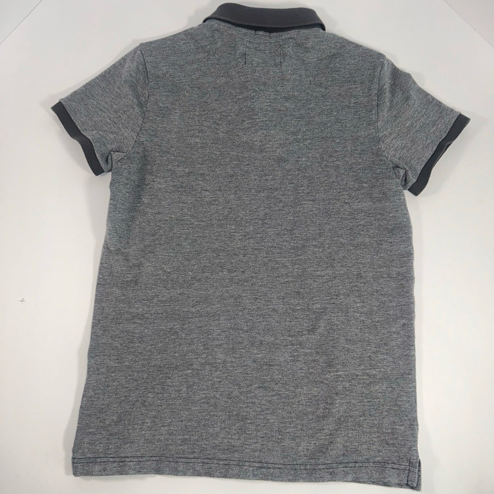 Hollister Mens Polo Shirt Medium Two Tone Grey Epic Flex Stretch Blue Logo - Picture 7 of 8